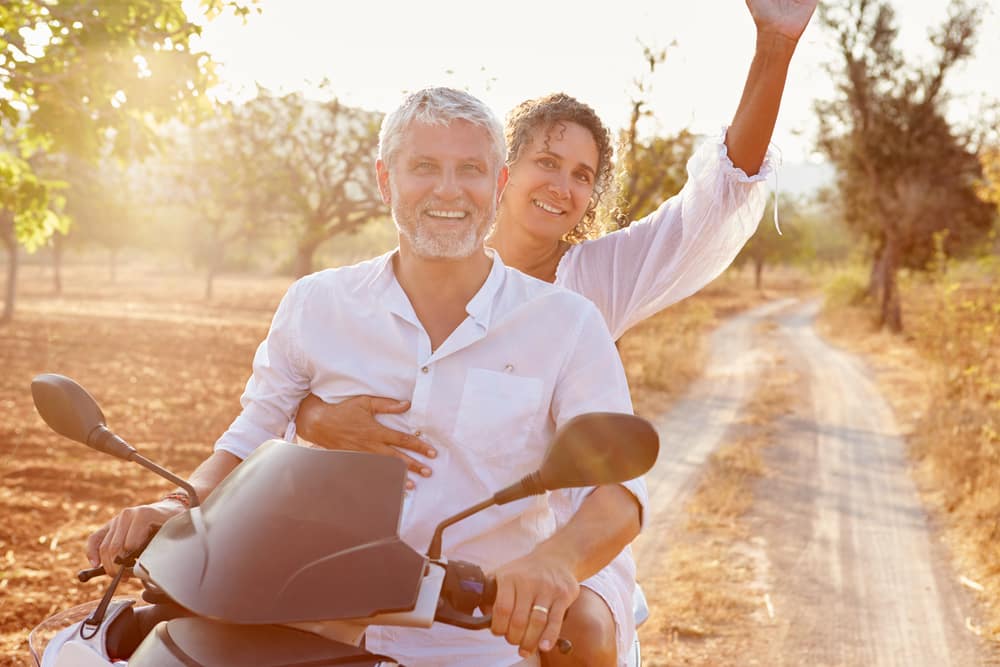 Annual multi-trip travel insurance: Saving you time and money: Middle age couple on bike