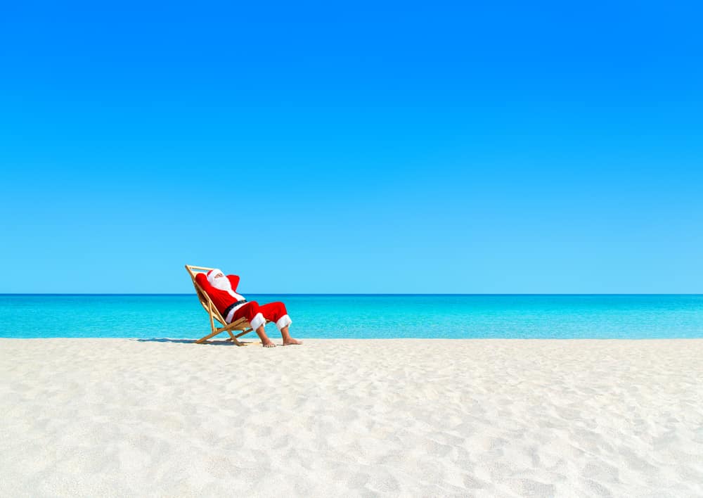 The best reasons to holiday abroad at Christmas: Santa on the beach