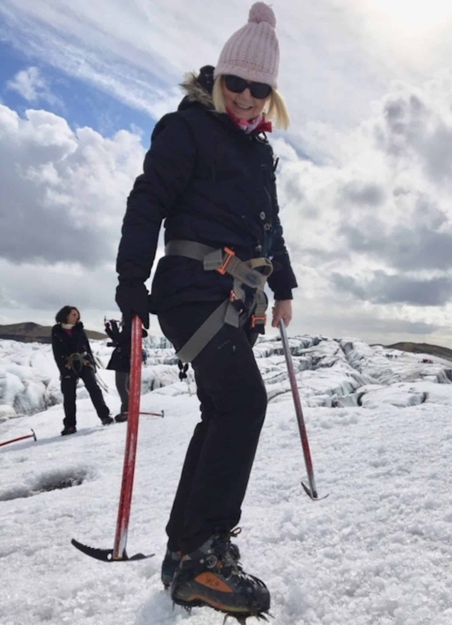 Find out how 55 year old Catherine enjoys fabulous holidays after cancer: Catherine Byrne glacier walking