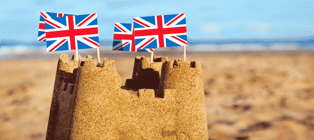 A guide to holidays and Brexit: British sandcastle on beach