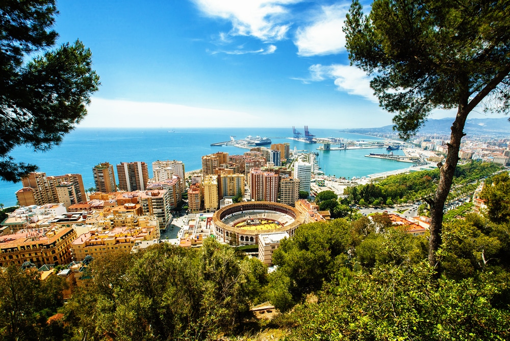 The most popular Spanish cities for holidaymakers this year: View of the city of Malaga, with the bullring and the Port