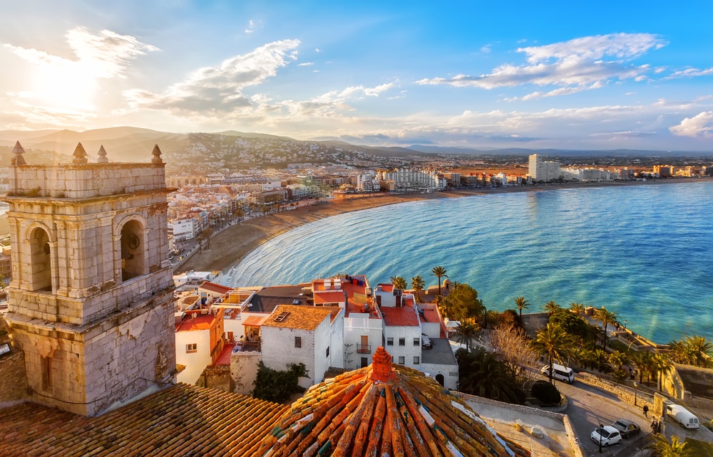 The most popular Spanish cities for holidaymakers this year: View on Peniscola from the top of Pope Luna's Castle , Valencia, Spain